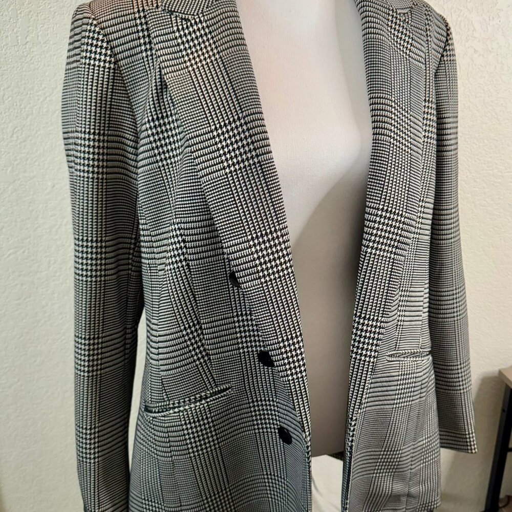 Bar III Black and white professional plaid checkered blazer